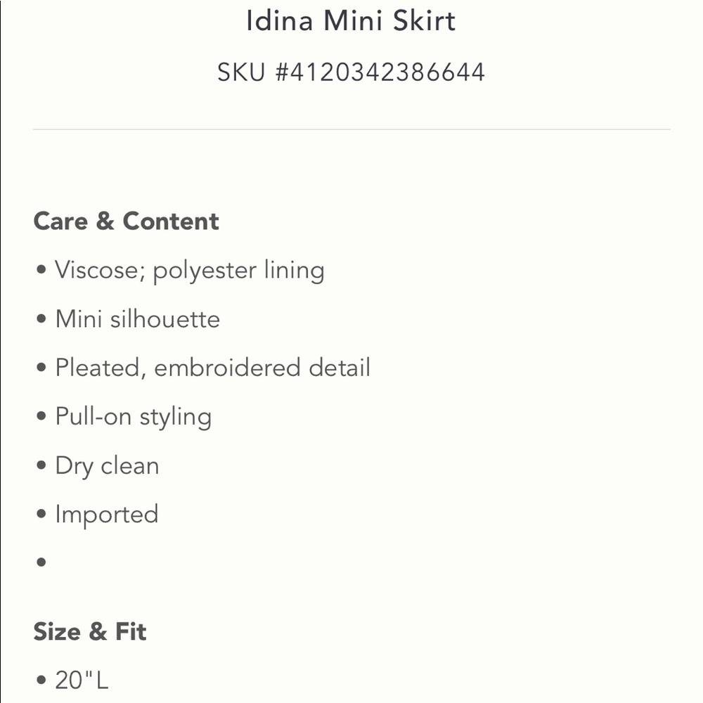 Anthropologie Ranna Gill Idina Mini Skirt NWT - Picture 7 of 7